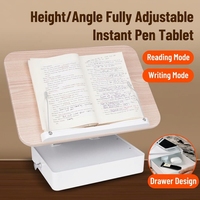 Support de lecture réglable pour bureau, support pour ordinateur portable avec tiroir de rangement, support d'affichage pliable pour la maison et le bureau