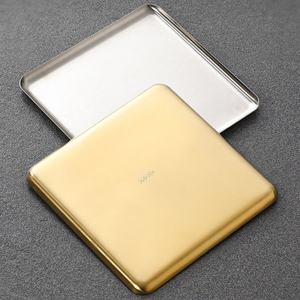 Hình chữ nhật thép không gỉ bakeware không dính nấu ăn tấm cho <span class=keywords><strong>cookie</strong></span> trái cây cá hấp món nướng đánh bóng tấm kim loại - Product Image 3