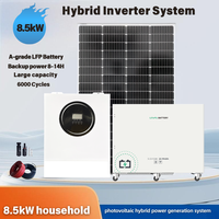 Système de production d'énergie solaire hybride photovoltaïque MPPT de 8,5 kW avec onduleur à onde sinusoïdale pure et batterie LiFePO4 pour usage domestique