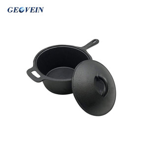 Marmite et casserole de camping en <span class=keywords><strong>fonte</strong></span> pré-assaisonnée Geovein avec poignée et couvercle en fer - Product Image 3
