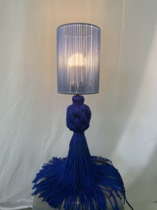 Lámpara <span class=keywords><strong>de</strong></span> Mesa Artesanal Decorativa Única con Borlas <span class=keywords><strong>de</strong></span> <span class=keywords><strong>Macramé</strong></span> Azul, Lámpara <span class=keywords><strong>de</strong></span> Acento Moderna Estilo Boho - Product Image 5