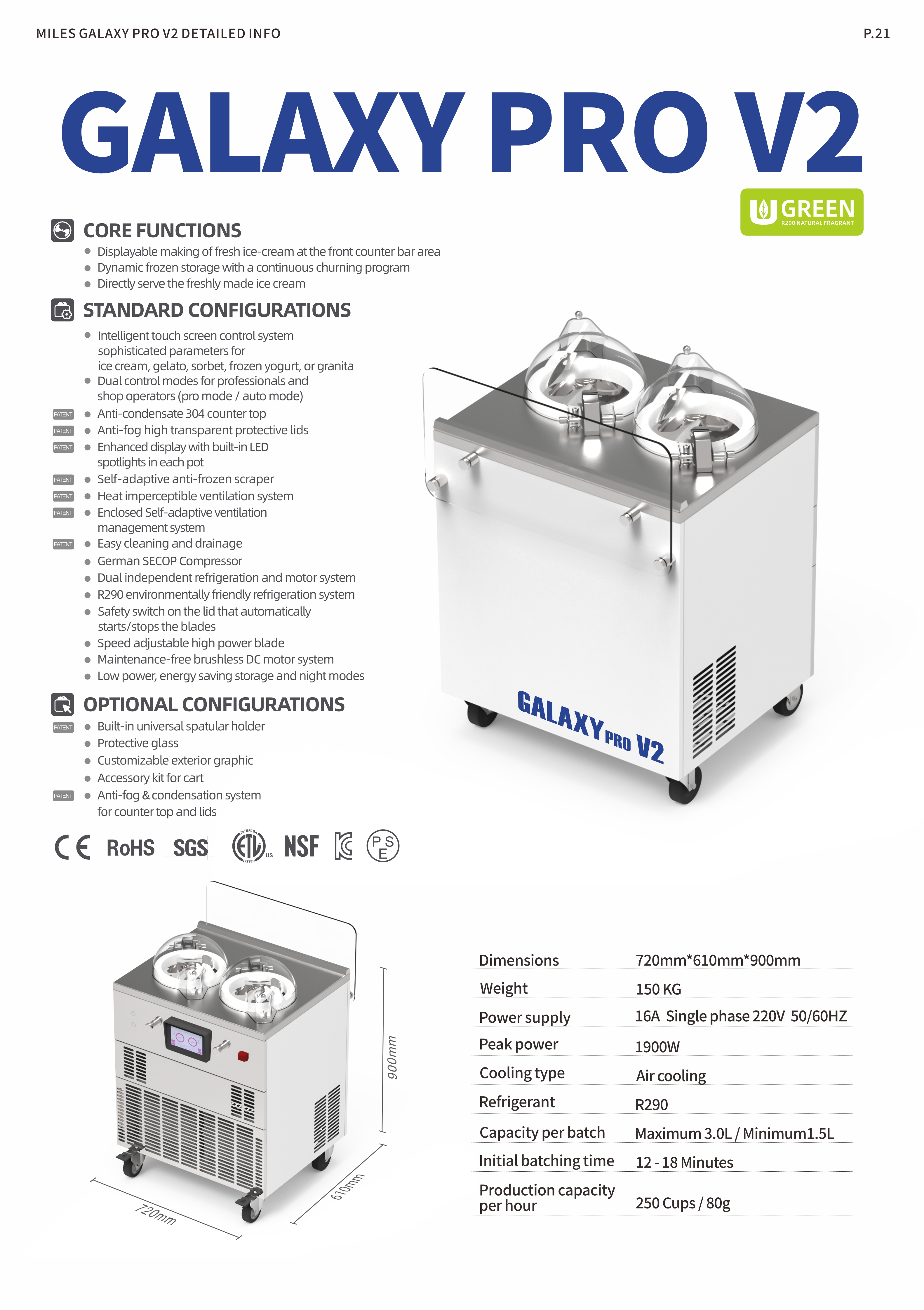 Miles GALAXY Pro V2 Ice Cream Gelato Machine - Advanced Stainless