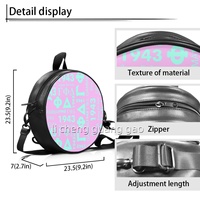 Sac à main rond en PU pour femme GPD Gamma Phi Delta, design tendance avec lettres grecques, sac de week-end rond à bandoulière