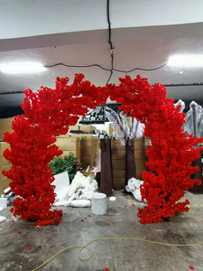 Flores artificiales blanco Sakura telón de fondo interior al aire libre boda fiesta escenario decoraciones Cerezo flor árbol Metal arco - Product Image 5