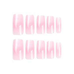 Suministros para Técnicos de <span class=keywords><strong>Uñas</strong></span> al por Mayor: <span class=keywords><strong>Uñas</strong></span> Postizas Cuadradas Rosa Nude Brillante con Borde Francés Ombré <span class=keywords><strong>Blanco</strong></span>, Diseño Simple y Limpio para Uso Diario - Product Image 2