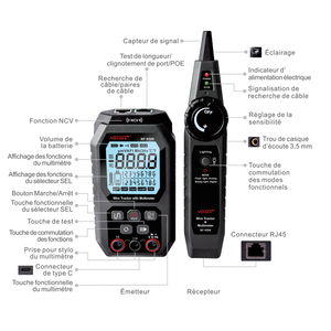 Network Cable Tester NF 8509 for Multimeter Current Voltage Resistance POE Test NCV AC <strong>DC</strong> LCD Wire Tracker - Product Image 5