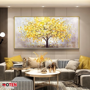 Personnalisable <span class=keywords><strong>grande</strong></span> peinture à l'huile de fleur jaune peinte à la main de style moderne <span class=keywords><strong>sur</strong></span> <span class=keywords><strong>toile</strong></span> pour la décoration d'hôtel et le but suspendu - Product Image 3