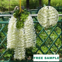 Tanaman Rambat Wisteria Sutra Buatan 110cm Ratta Garland Gantung Sutra Semak Gantung Panjang Bunga Buatan