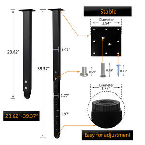 Gambe per Tavolo da Cucina Regolabili Manualmente, Parti di Mobili in Vendita, Gambe in Metallo Antiscivolo per Tavolo da Soggiorno - Product Image 2