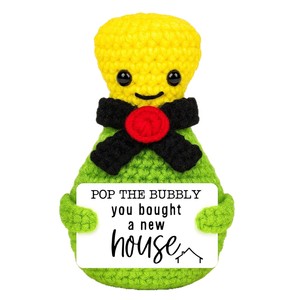 Cadeau tricoté pour poupée, fil vert et jaune, crochet fait main, positif et optimiste, Fête des Pères RY-SW-025 - Product Image 5