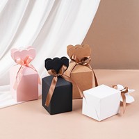 Emballage promotionnel de luxe écologique en papier kraft festonné avec ruban découpé et nœud, personnalisable avec logo, pour cadeaux, bonbons et bijoux de mariage
