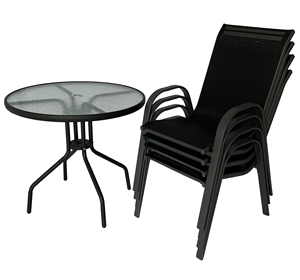 Juego de Muebles de <span class=keywords><strong>Patio</strong></span> Uplion de 5 Piezas, Juego de Mesa y Sillas de Jardín, Sillas Apilables <span class=keywords><strong>para</strong></span> Exteriores con Mesa Desmontable - Product Image 2
