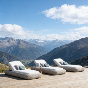 Chaise longue de jardin d'extérieur moderne en <span class=keywords><strong>corde</strong></span> tressée pour la plage, la piscine, le soleil - Product Image 5