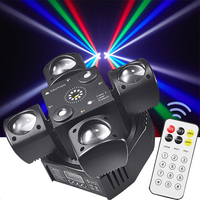 Mini projecteur de scène à tête mobile 4 bras DMX, contrôle sonore, IP65, LED RGBW, laser, stroboscope, faisceau rouge/vert pour discothèques, DJ, fêtes et bars