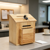 Boîte à suggestions en bois avec serrure et clés, fente pour courrier, couvercle, support pour cartes de retour en bois de pin, vente en gros directe d'usine