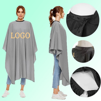 Cape de coiffure professionnelle de haute qualité avec logo personnalisé, grise, imperméable, pour salon de beauté, coupe de cheveux, coiffure, barbier, tablier de styliste