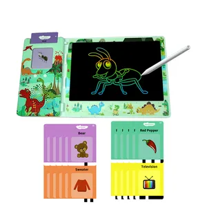 LCD 쓰기 태블릿 이야기 플래시 카드 2 1 낙서 보드 유치원 교육 장난감