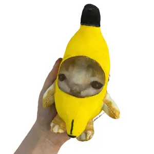 Grosir boneka kucing pisang mainan mewah suara boneka mewah unik liontin vokal boneka menyenangkan gantungan kunci mainan mewah