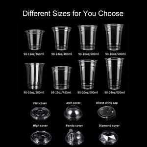 Gobelets en plastique jetables populaires de 30 oz et 32 oz avec couvercles et pailles, diamètre 107 mm et 98 mm, gobelets transparents en PET disponibles - Product Image 4