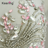 Haute qualité mariage ivoire perlé strass corsage patchs pour robe WDP-163
