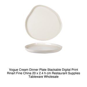 Assiette plate Vogue crème Ø 20 cm H 2,4 cm empilable en porcelaine fine avec impression numérique Rinart - Product Image 2