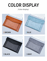 Carpeta de Cuero PU Marrón Resistente, Portadocumentos Impermeable, Estuche Tipo Sobre con Cierre a Presión, Funda para Portátil