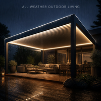 Pergola de luxe en aluminium pour extérieur, toit à lames motorisées, imperméable, revêtement poudré, rétractable, avec éclairage LED intégré, pour jardin et terrasse