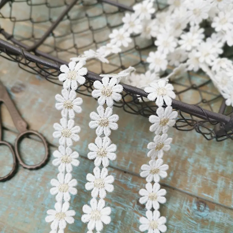 Pizzo solubile in acqua piccolo filo oro e argento margherita per nuovi tessuti per abiti da sposa