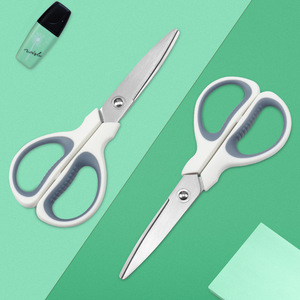 Office Scissors Stainless Steel Straight Head White Gray Home Use Paper Cutting Multi Functional Student Stationery - Product Image 2