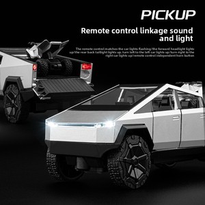 1:24 Tesla Cyber Pickup aleación Control remoto modelo de coche oro Metal sonido efectos de luz tallado exhibición de juguete para niños al por mayor - Product Image 2