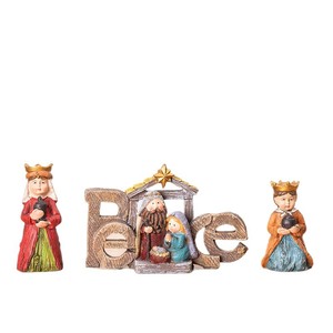 Christmas Figurine <b>Set</b> Peace <b>Nativity</b> Scene Decor 4-4.9in Retro Style Indoor Desktop Ornament - Product Image 5