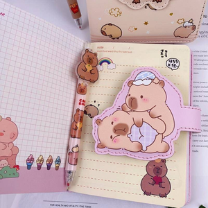 Juego de caja de regalo de bolígrafo Capybara, bolígrafo de Gel de dibujos animados para estudiantes, Bloc de notas, oficina, portátil, agenda, planificador, cuaderno, papelería, regalo - Product Image 5