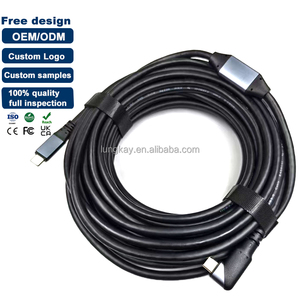 Câble USB C vers USB C à <span class=keywords><strong>angle</strong></span> droit LUNG KAY 10M avec répéteur, charge rapide 100W, transfert de données 4K60Hz pour ordinateur portable, téléphone, appareil photo - Product Image 1