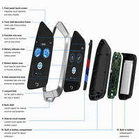 Clé de voiture intelligente Chevrolet avec écran LCD, verrouillage/déverrouillage automatique, démarrage à distance, 4 boutons, noir, bleu, alliage+ABS, 1 an