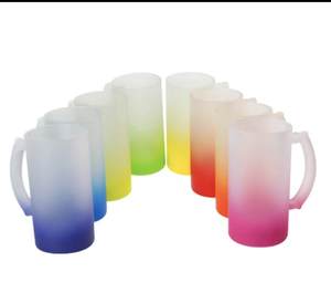 Nouvelles Chopes à Bière en <span class=keywords><strong>Verre</strong></span> Sublimable Givré Coloré RubySub avec Poignée – Vente en Gros à Prix Abordable - Product Image 2