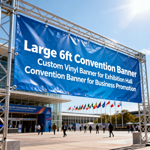 Grande bannière de conférence de 6 pieds, bannière en <span class=keywords><strong>vinyle</strong></span> personnalisée pour salle d'exposition, bannière de conférence pour la promotion des entreprises - Product Image 1