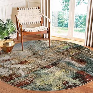 Tapis rond à motif teinté à l'encre, diamètre 8 pieds, résistant aux taches, tapis de salon, décoration intérieure, tapis de sol - Product Image 3