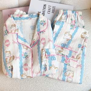 Baumwoll wolken New Cartoon Animal Print Pyjamas Frühling und Herbst Frau Langarm Langhose Sweet Homewear Anzug - Product Image 3