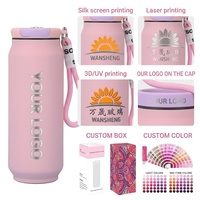 Bouteille isotherme portable en acier inoxydable 304 à double paroi de 16 oz avec logo personnalisé, pour canettes de cola, café et eau, avec corde pour l'extérieur