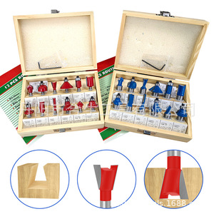 Jeu de 15 fraises multifonctions Mr Drill, queue de 8 mm, lames rouges, outils de fraisage pour le travail du bois, 0,564 kg - Product Image 4