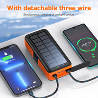 Banque d'Alimentation Solaire Portable 63200mAh avec 4 Lumières Puissantes, Charge Rapide, et Manivelle Intégrée