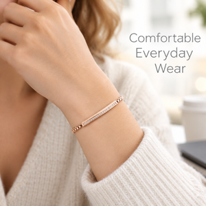 Pulsera de Cadena de Acero Inoxidable con Baño de Oro Rosa para Mujer, Barra Curva con Circonitas Cúbicas, Ajustable, con Dije de Corazón - Product Image 6