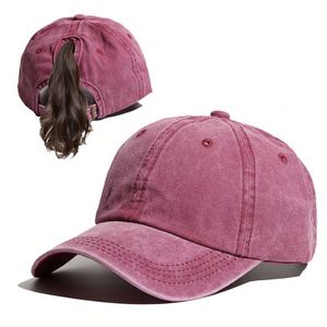 Gorra de Béisbol de Cola de Caballo Lavada, Estilo Retro, Suave y Casual, con Logotipo Personalizable - Product Image 1