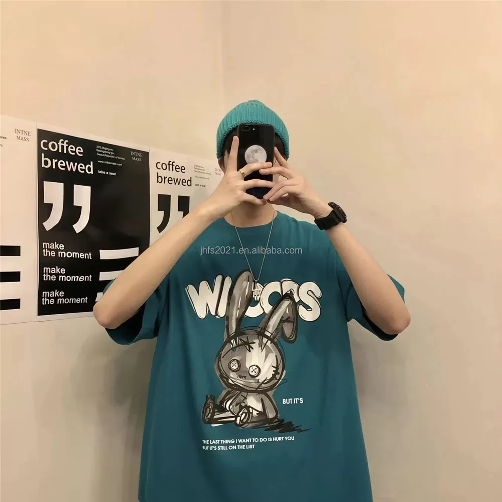 J&H fashion Plus Size Ropa De Hombre Hip Hop Graphic Tees Korean Style Graffiti Shirts Round Neck Shortsleeve Loose T Shirts