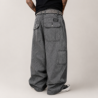 Pantalon large rayé personnalisé pour homme, teint en fil, avec étiquette tissée brodée, style Y2K streetwear, fabricant