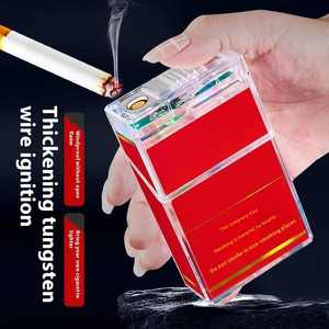 Étui à cigarettes moderne portable en métal et plastique, étanche, doré, personnalisé avec briquet USB pour cadeaux promotionnels - Product Image 5