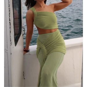 Sexy Backless Breastplate Tops Slim <b>Split</b> Half-body <b>Skirt</b> Women's 2 Piece Set Fashion - Product Image 5