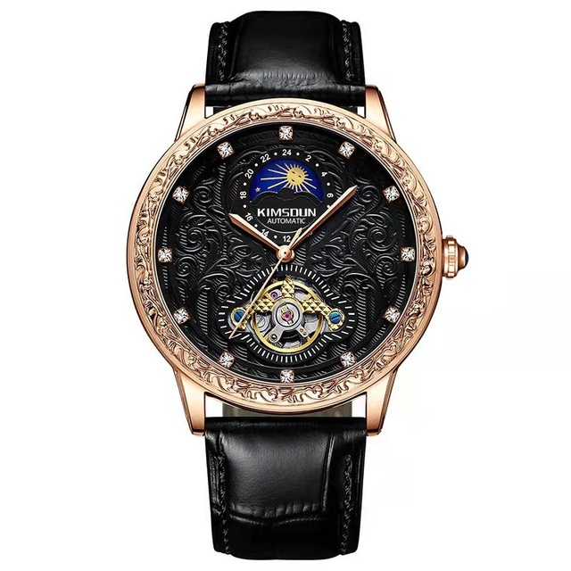 Genuine Kingston Luxury Tourbillon Mechanical Watch with Moon Phase Alloy Case High-End Business Men's Fully Automatic Watch