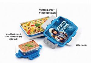 Boîte à lunch PLUTU, boîte à lunch en plastique rectangulaire mignonne, 2 compartiments, portable, étanche, sans BPA, pour enfants, taille M, un seul niveau - Product Image 4