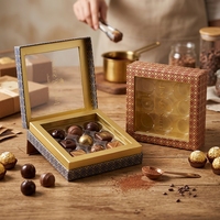 Boîte d'emballage en papier rigide sur mesure en forme d'hexagone pour chocolats et bonbons, avec couvercle et base, et plateau en plastique
